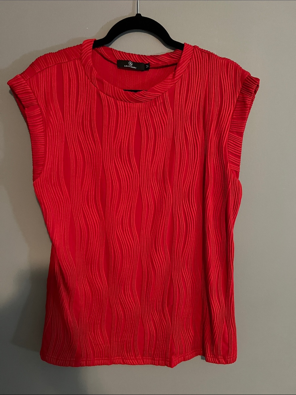 Alfani Red Wavy-Textured Sleeveless Tank